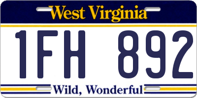 WV license plate 1FH892