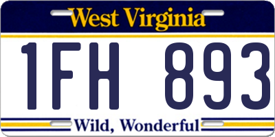 WV license plate 1FH893
