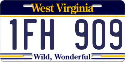WV license plate 1FH909