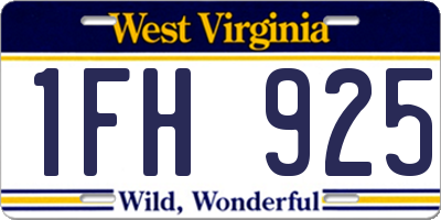 WV license plate 1FH925