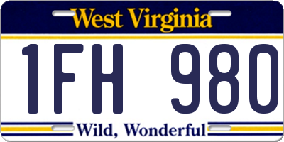 WV license plate 1FH980