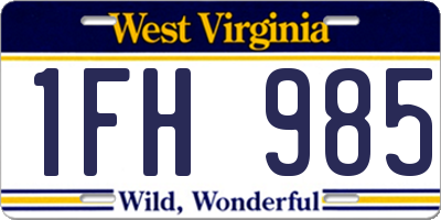 WV license plate 1FH985