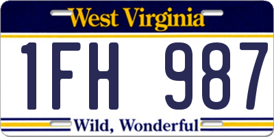 WV license plate 1FH987