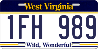 WV license plate 1FH989