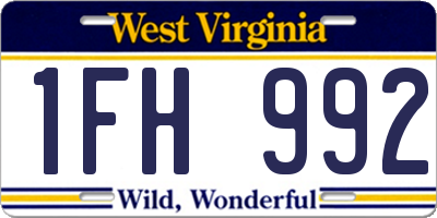 WV license plate 1FH992