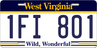 WV license plate 1FI801