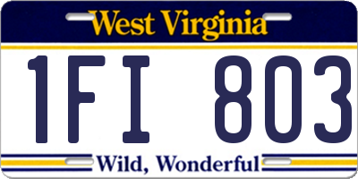 WV license plate 1FI803