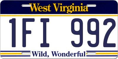 WV license plate 1FI992