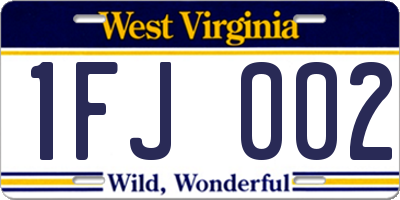 WV license plate 1FJ002