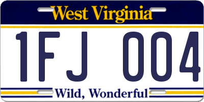 WV license plate 1FJ004