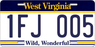 WV license plate 1FJ005