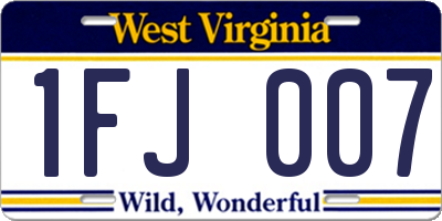 WV license plate 1FJ007