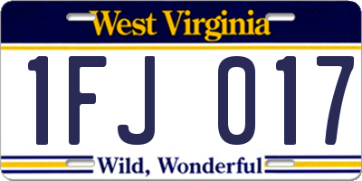 WV license plate 1FJ017