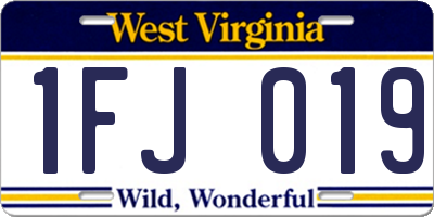 WV license plate 1FJ019