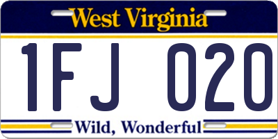 WV license plate 1FJ020