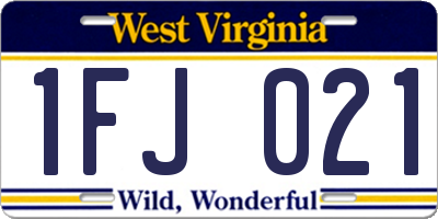 WV license plate 1FJ021