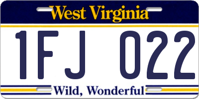 WV license plate 1FJ022