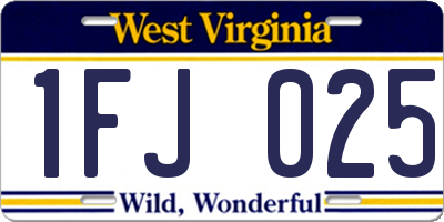 WV license plate 1FJ025