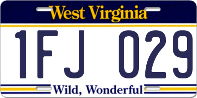 WV license plate 1FJ029