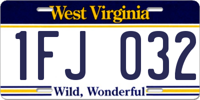WV license plate 1FJ032