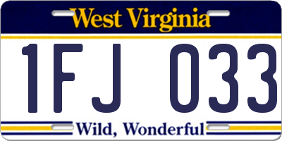 WV license plate 1FJ033
