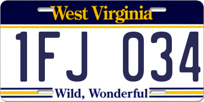 WV license plate 1FJ034