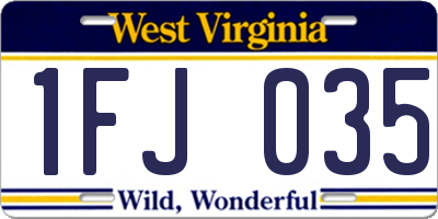 WV license plate 1FJ035