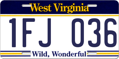 WV license plate 1FJ036