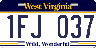 WV license plate 1FJ037