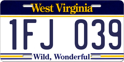 WV license plate 1FJ039