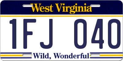 WV license plate 1FJ040