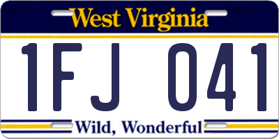 WV license plate 1FJ041