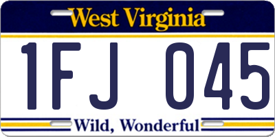 WV license plate 1FJ045