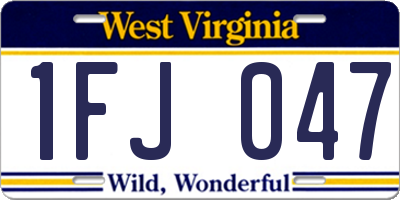 WV license plate 1FJ047