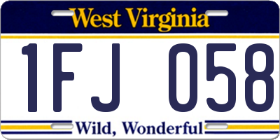 WV license plate 1FJ058