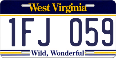 WV license plate 1FJ059