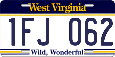WV license plate 1FJ062