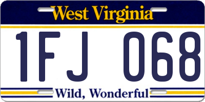 WV license plate 1FJ068