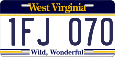 WV license plate 1FJ070