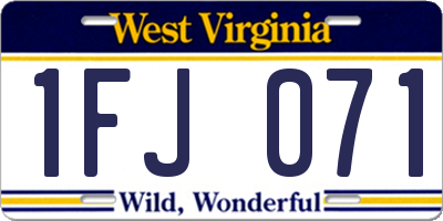 WV license plate 1FJ071