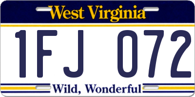 WV license plate 1FJ072