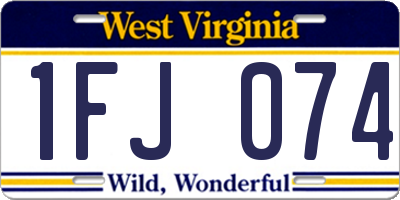 WV license plate 1FJ074