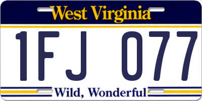 WV license plate 1FJ077