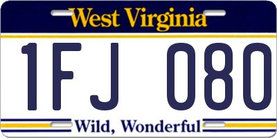 WV license plate 1FJ080