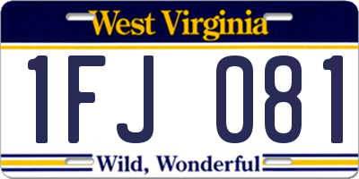 WV license plate 1FJ081