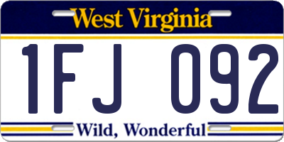 WV license plate 1FJ092