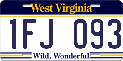 WV license plate 1FJ093