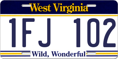 WV license plate 1FJ102