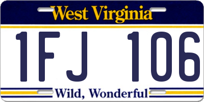 WV license plate 1FJ106