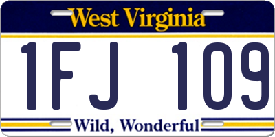 WV license plate 1FJ109